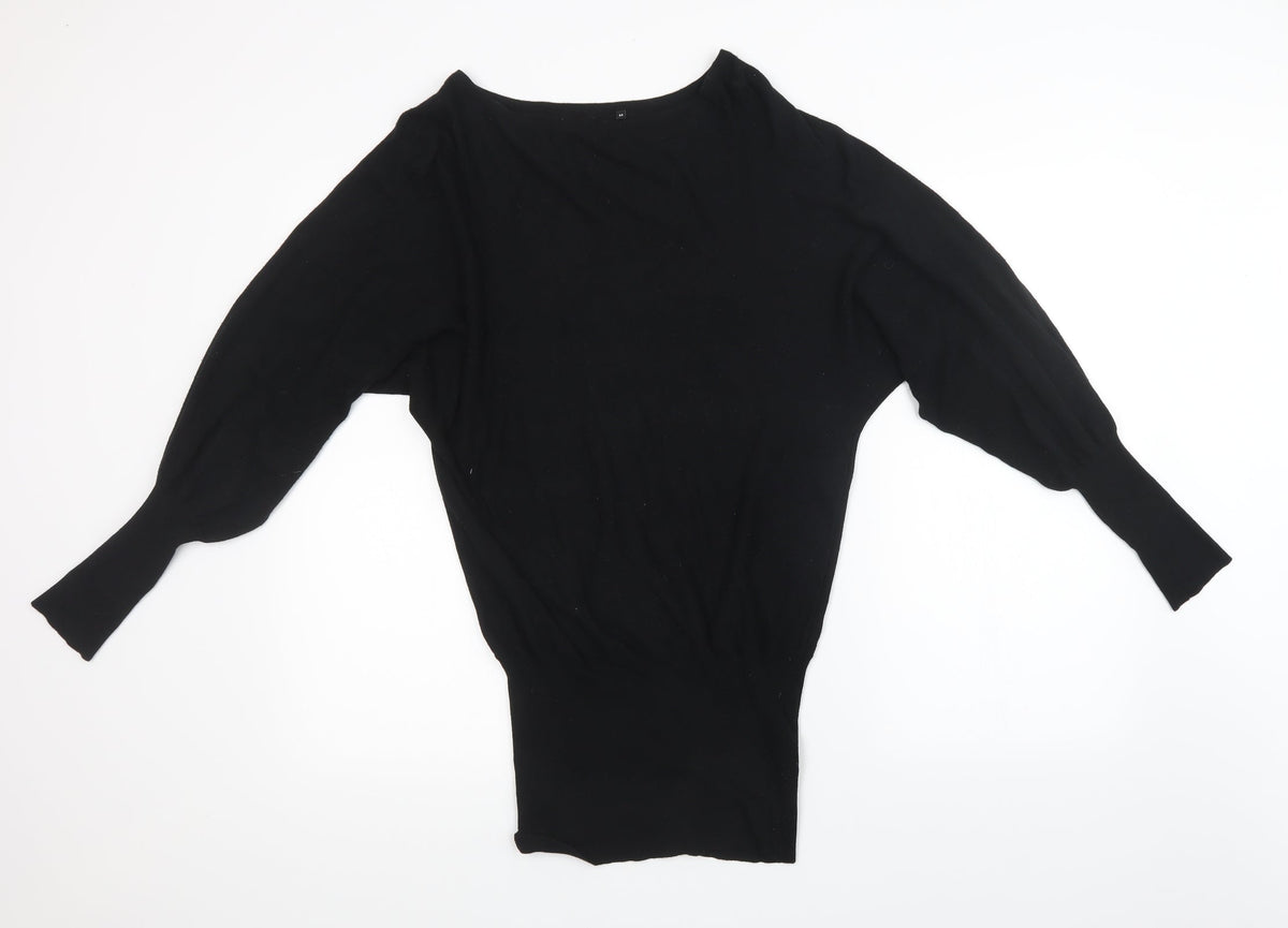 Womens Black  Knit Pullover Sweatshirt Size M