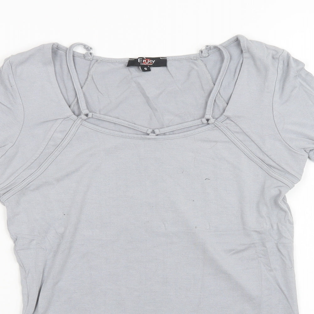 Womens UK Size S Preworn Grey Basic T-Shirt