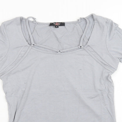 Womens UK Size S Preworn Grey Basic T-Shirt