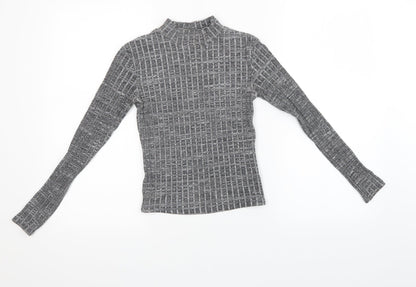 Additional front view of Miss Selfridge women’s grey knit pullover sweatshirt, size UK 8