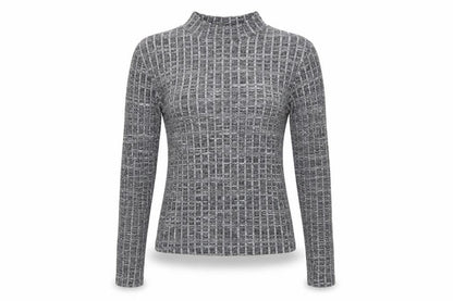 Front view of Miss Selfridge women’s grey knit pullover sweatshirt, size UK 8