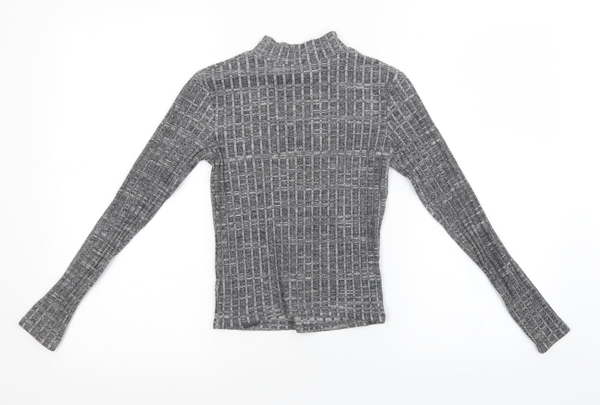 Back view of Miss Selfridge women’s grey knit pullover sweatshirt, size UK 8