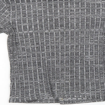 Brand and care label for Miss Selfridge women’s grey knit pullover sweatshirt, size UK 8
