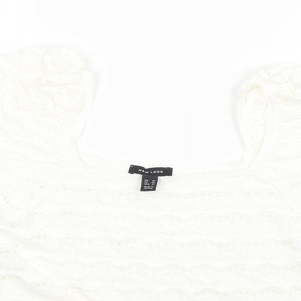 Womens UK Size 12 New Look White Basic T-Shirt