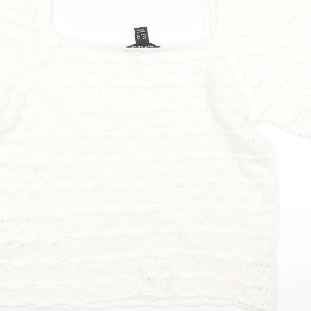Womens UK Size 12 New Look White Basic T-Shirt