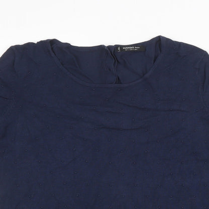Mango Womens Blue  Knit Pullover Sweatshirt Size L