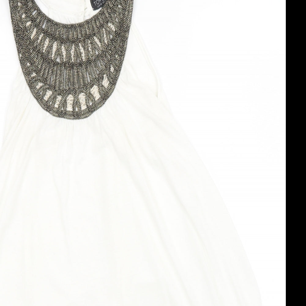 Womens UK Size 8 Topshop White Basic Tank