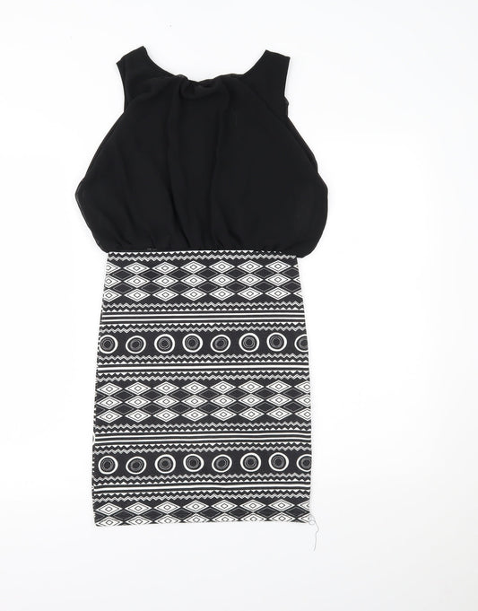 KIAH Womens Black Geometric  Mini  Size 8