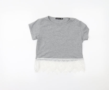 Boohoo Womens Grey   Cropped T-Shirt Size 8