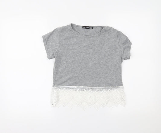 Boohoo Womens Grey   Cropped T-Shirt Size 8