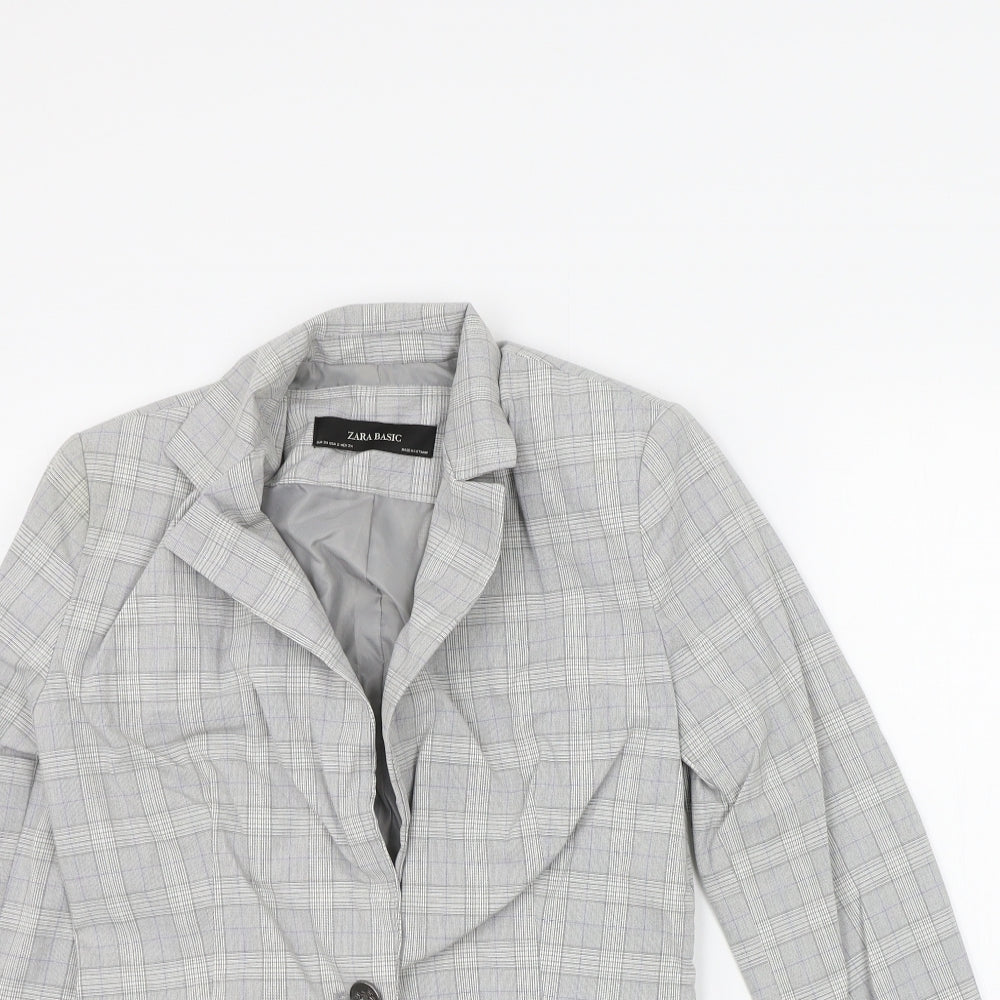 Zara Womens Grey Check  Jacket Suit Jacket Size 6
