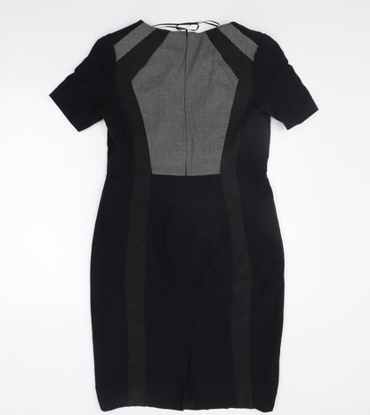 Marks and Spencer Womens Black Geometric  A-Line  Size 12