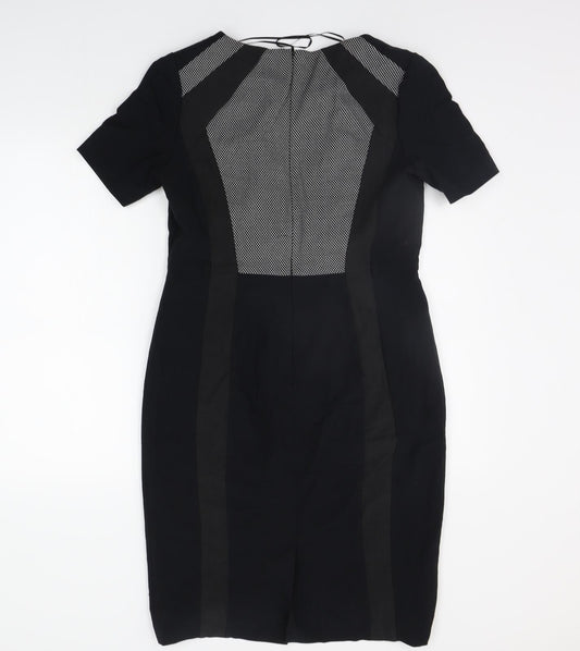Marks and Spencer Womens Black Geometric  A-Line  Size 12