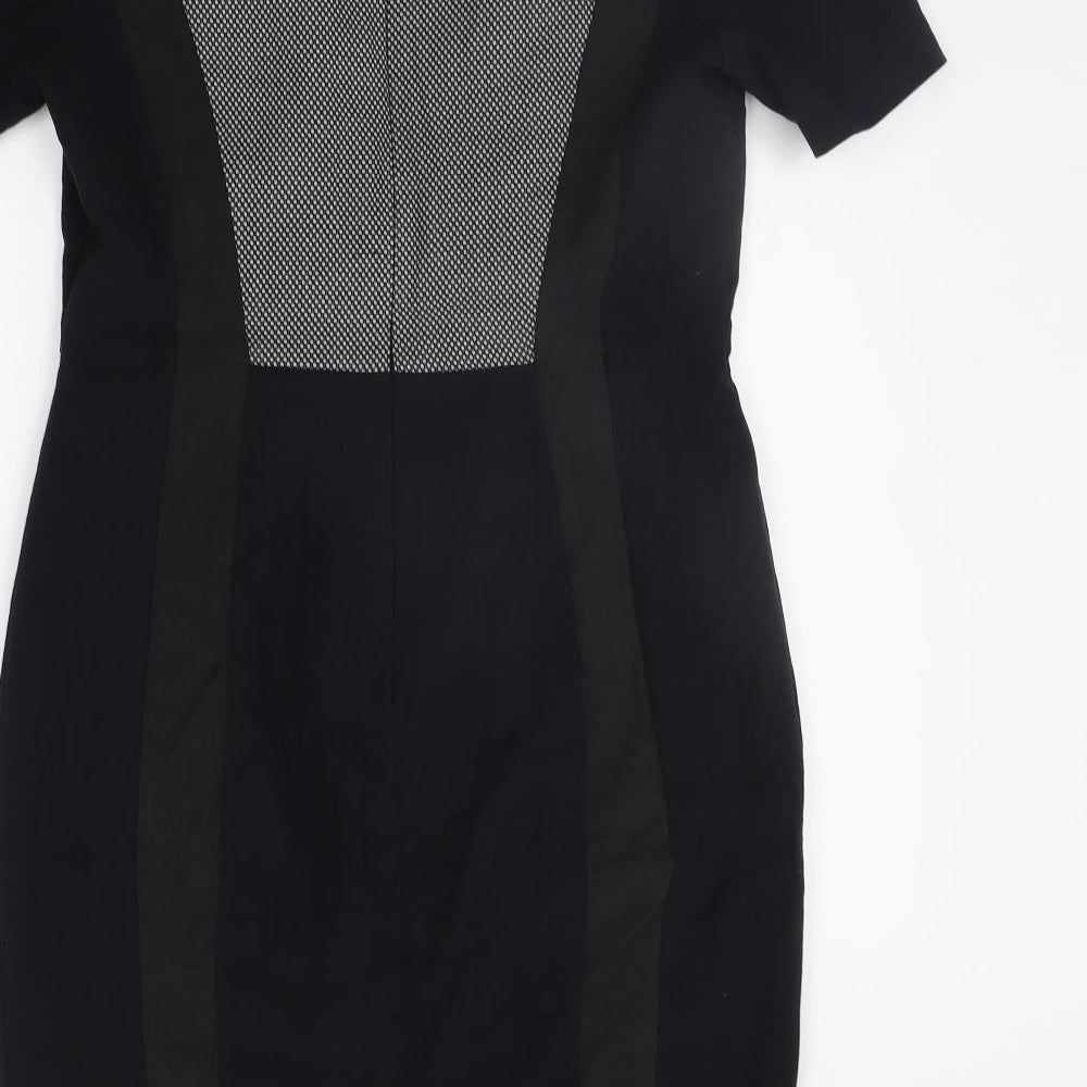Marks and Spencer Womens Black Geometric  A-Line  Size 12
