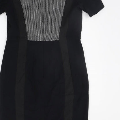 Marks and Spencer Womens Black Geometric  A-Line  Size 12