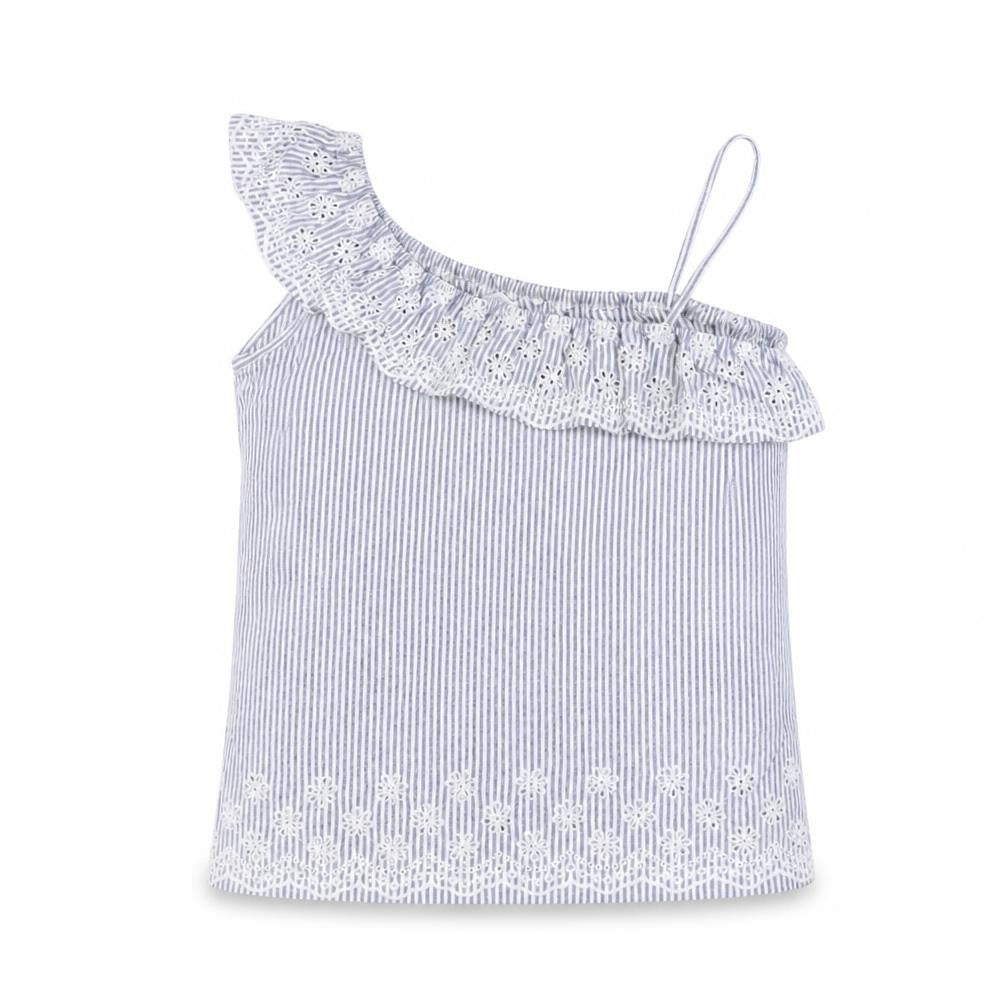 Next Girls White Striped  Basic Tank Size 12 Years