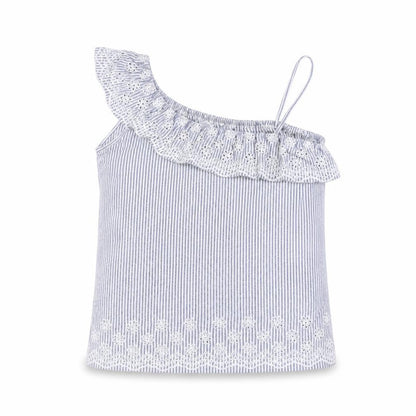 Next Girls White Striped  Basic Tank Size 12 Years