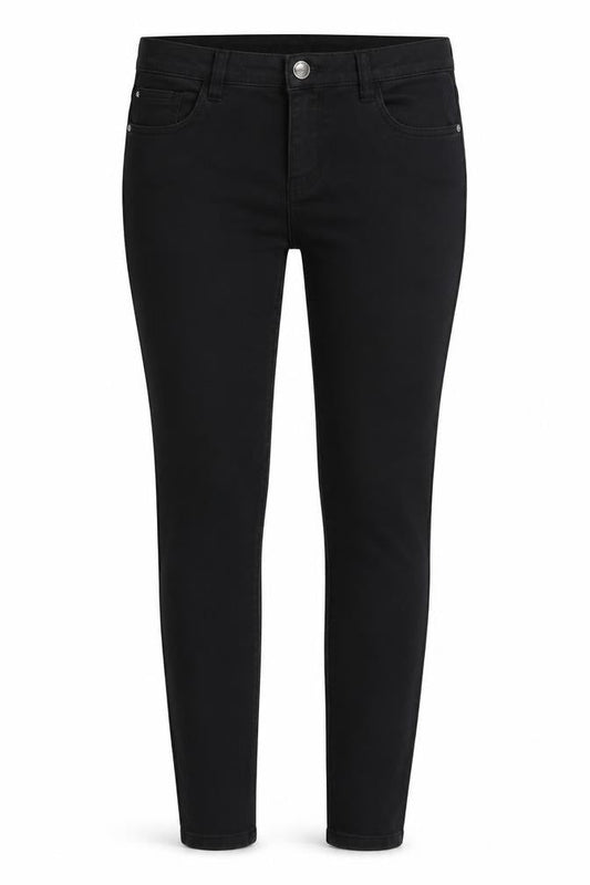 Front view of Denim & Co. women’s black jegging jeans, size UK 10, 29-inch leg