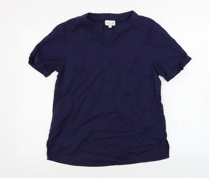 Womens UK Size 10 Plum Tree Blue Basic T-Shirt