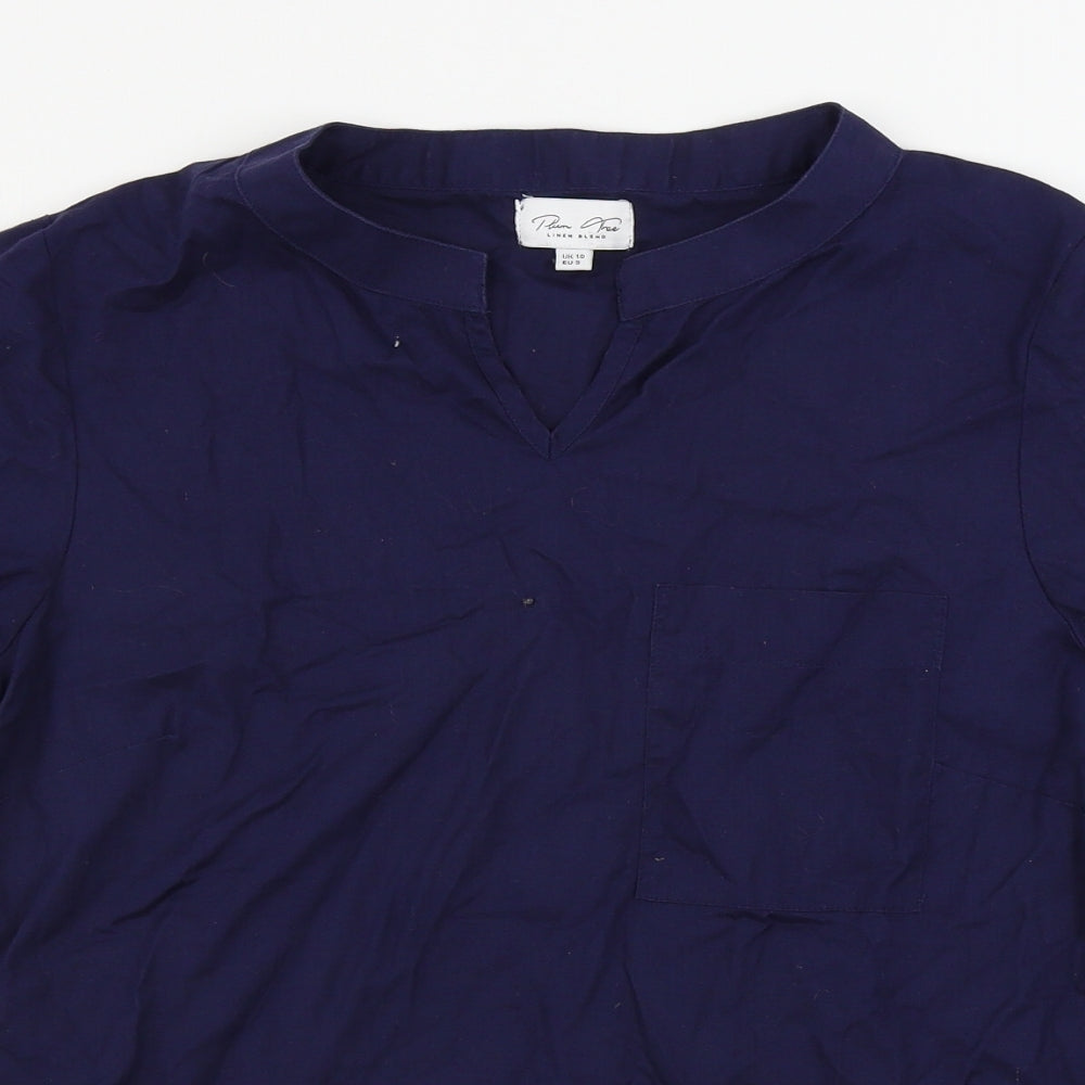 Womens UK Size 10 Plum Tree Blue Basic T-Shirt