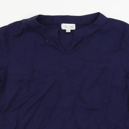 Womens UK Size 10 Plum Tree Blue Basic T-Shirt