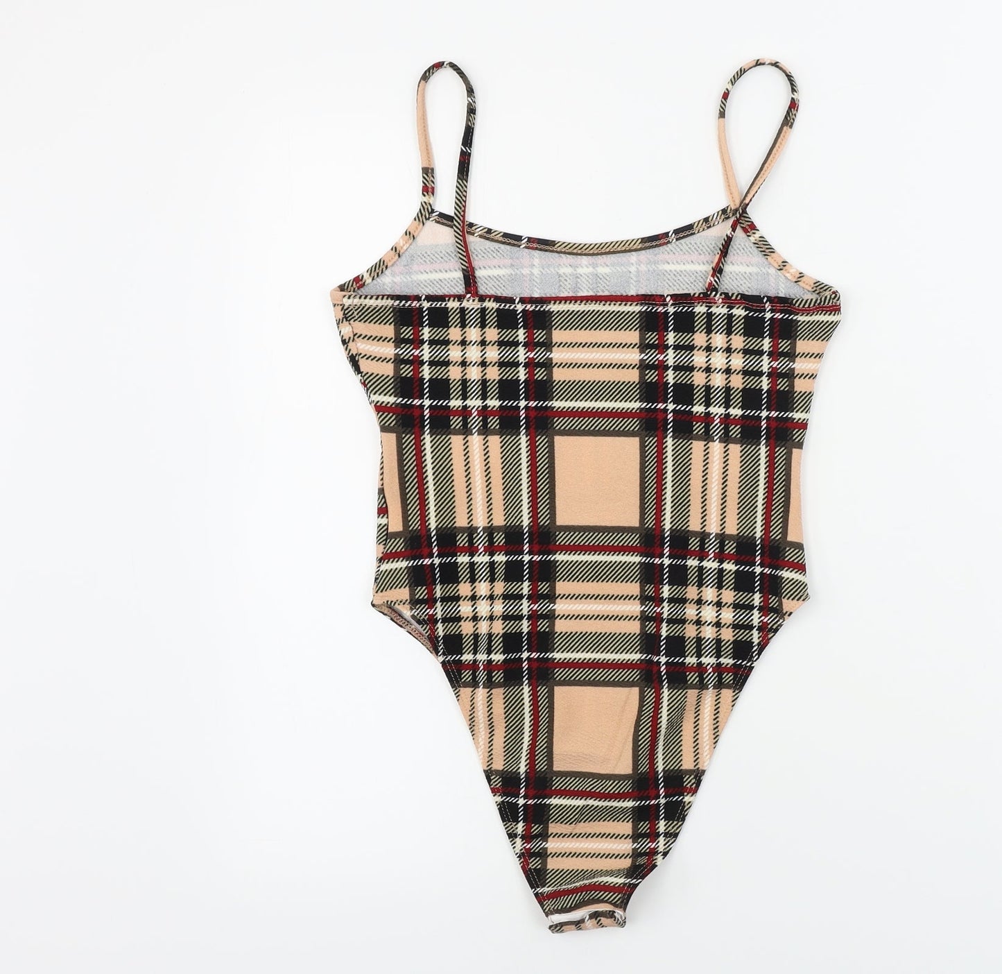 SheIn Womens Pink Check  Bodysuit One-Piece Size XS