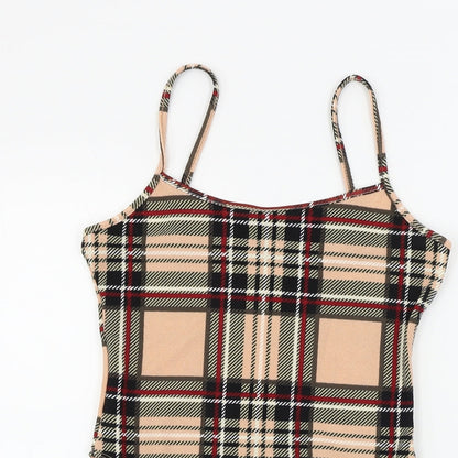 SheIn Womens Pink Check  Bodysuit One-Piece Size XS