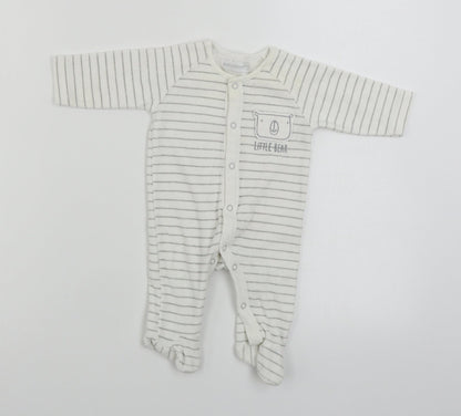 Earlydays  Boys White Striped  Babygrow One-Piece Size 0-3 Months