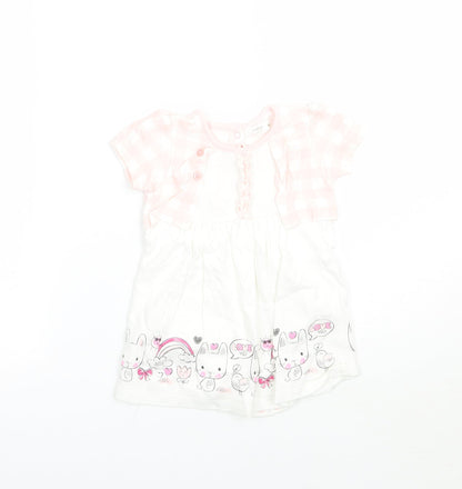 M&Co Girls Pink Check  Babygrow One-Piece Size 6-9 Months