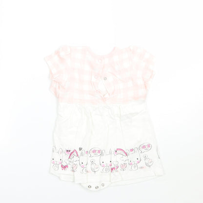 M&Co Girls Pink Check  Babygrow One-Piece Size 6-9 Months