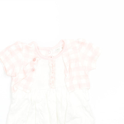 M&Co Girls Pink Check  Babygrow One-Piece Size 6-9 Months