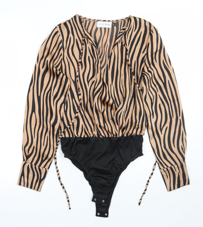 In the Style Womens Brown Animal Print  Bodysuit One-Piece Size 6