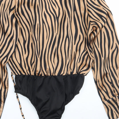 In the Style Womens Brown Animal Print  Bodysuit One-Piece Size 6