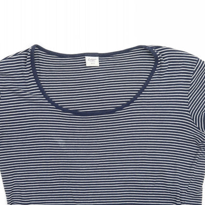 Cotton Traders Womens White Striped  Basic T-Shirt Size 12