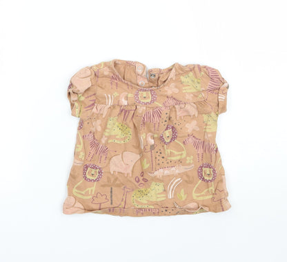 TU Girls Brown Geometric  Basic T-Shirt Size 12-18 Months