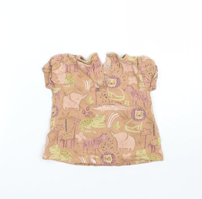 TU Girls Brown Geometric  Basic T-Shirt Size 12-18 Months
