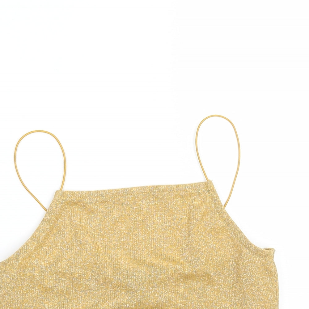 Womens UK Size 10 Newlook Yellow Cropped Tank
