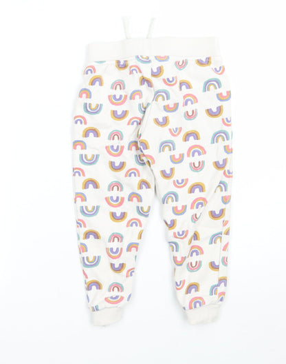 Primark Girls White Geometric  Sweatpants Trousers Size 2-3 Years