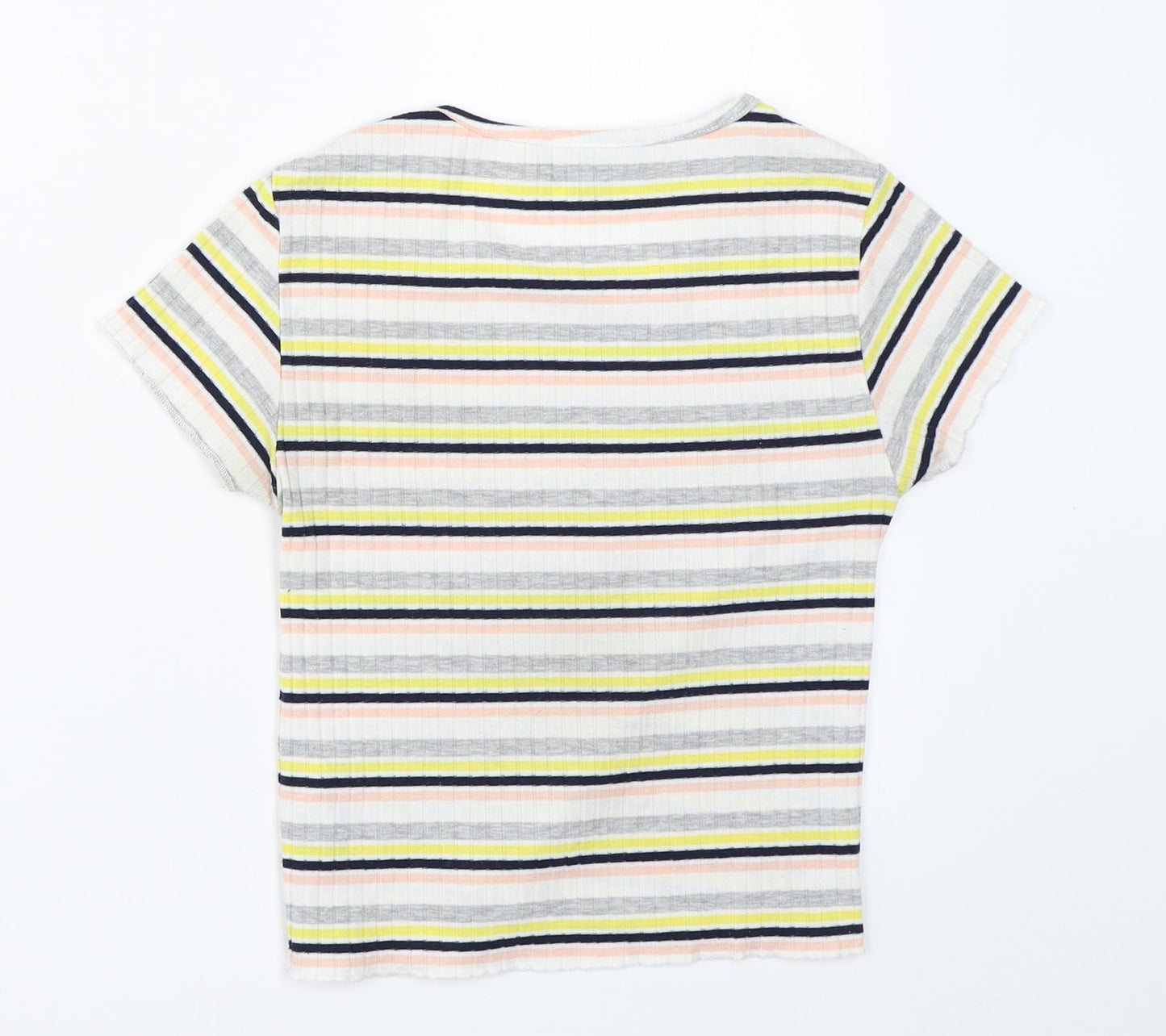 Primark Womens White Striped  Basic T-Shirt Size 6