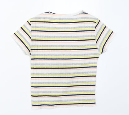 Primark Womens White Striped  Basic T-Shirt Size 6