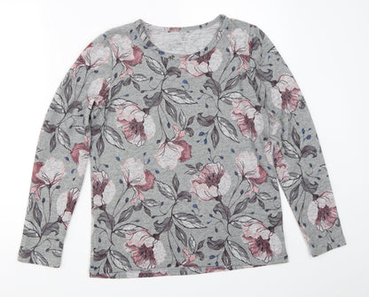 Klass Womens Grey Floral  Pullover Jumper Size S