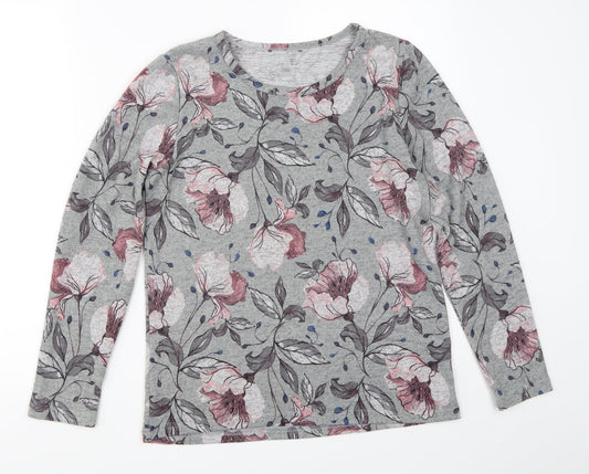 Klass Womens Grey Floral  Pullover Jumper Size S