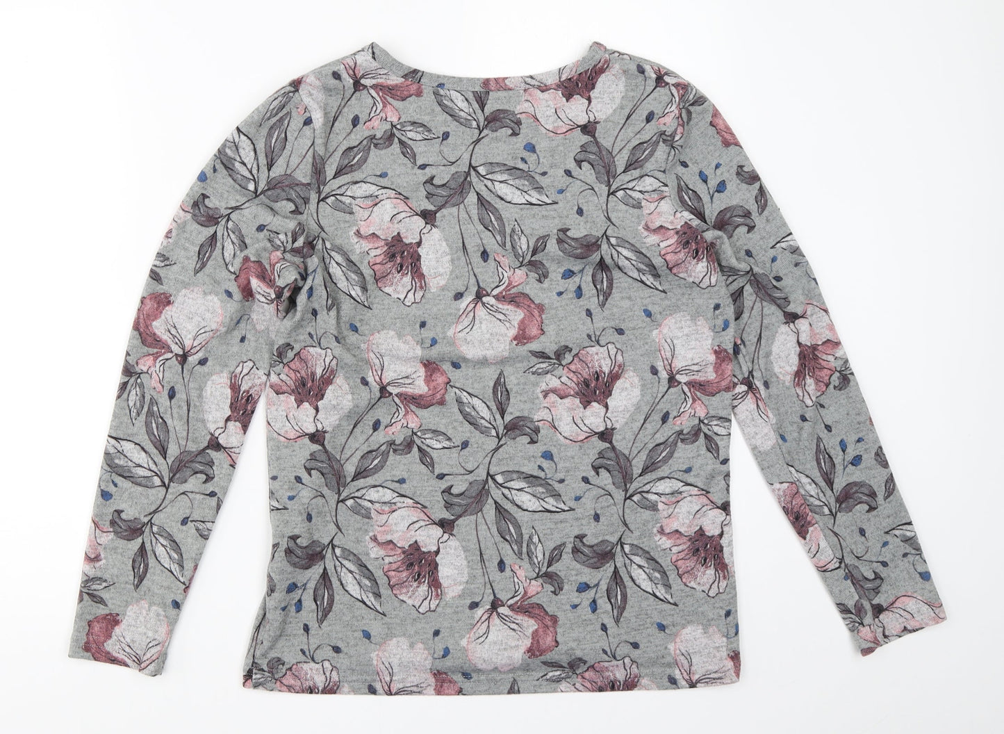 Klass Womens Grey Floral  Pullover Jumper Size S