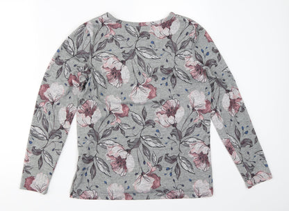 Klass Womens Grey Floral  Pullover Jumper Size S