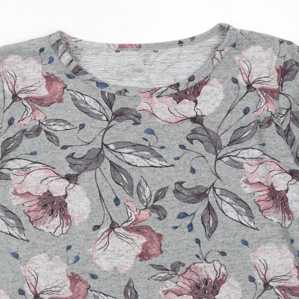 Klass Womens Grey Floral  Pullover Jumper Size S