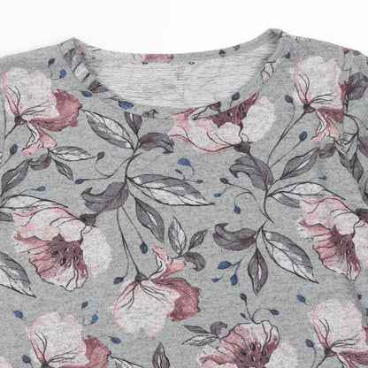 Klass Womens Grey Floral  Pullover Jumper Size S