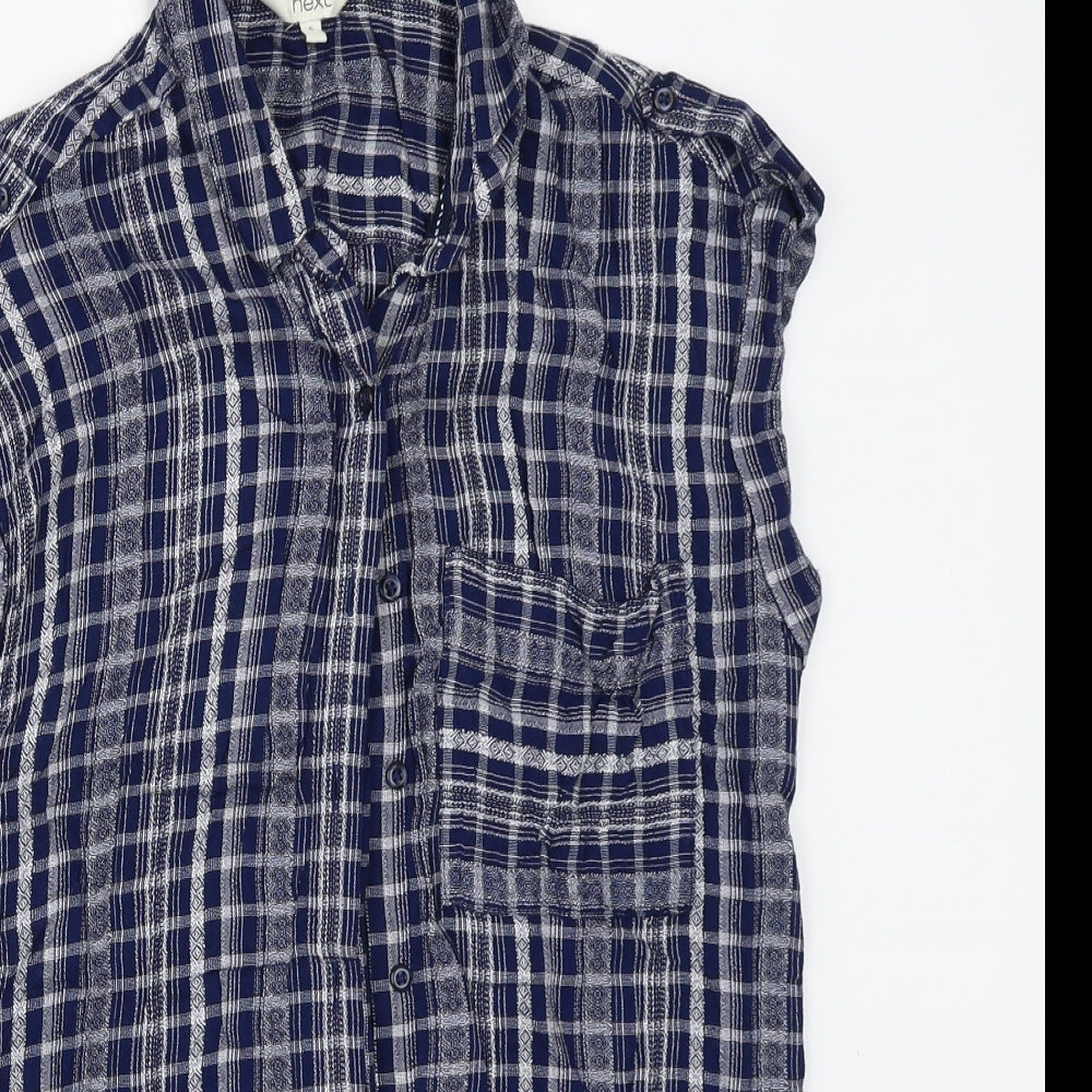Womens UK Size 6 NEXT Blue Basic Button-Up
