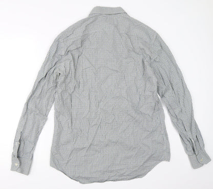 Mens UK Size 16 Marks and Spencer Green  Button-Up Long Sleeve Casual Shirt