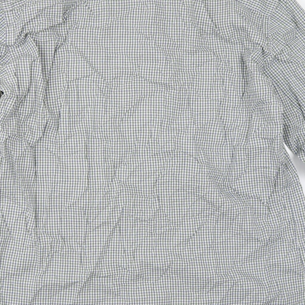 Mens UK Size 16 Marks and Spencer Green  Button-Up Long Sleeve Casual Shirt