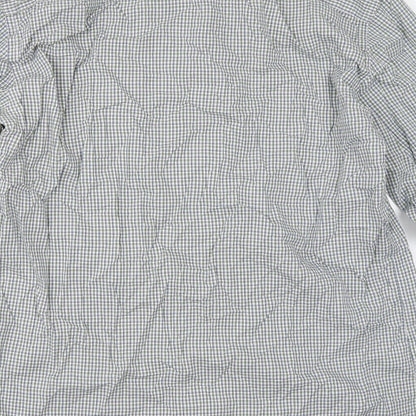 Mens UK Size 16 Marks and Spencer Green  Button-Up Long Sleeve Casual Shirt